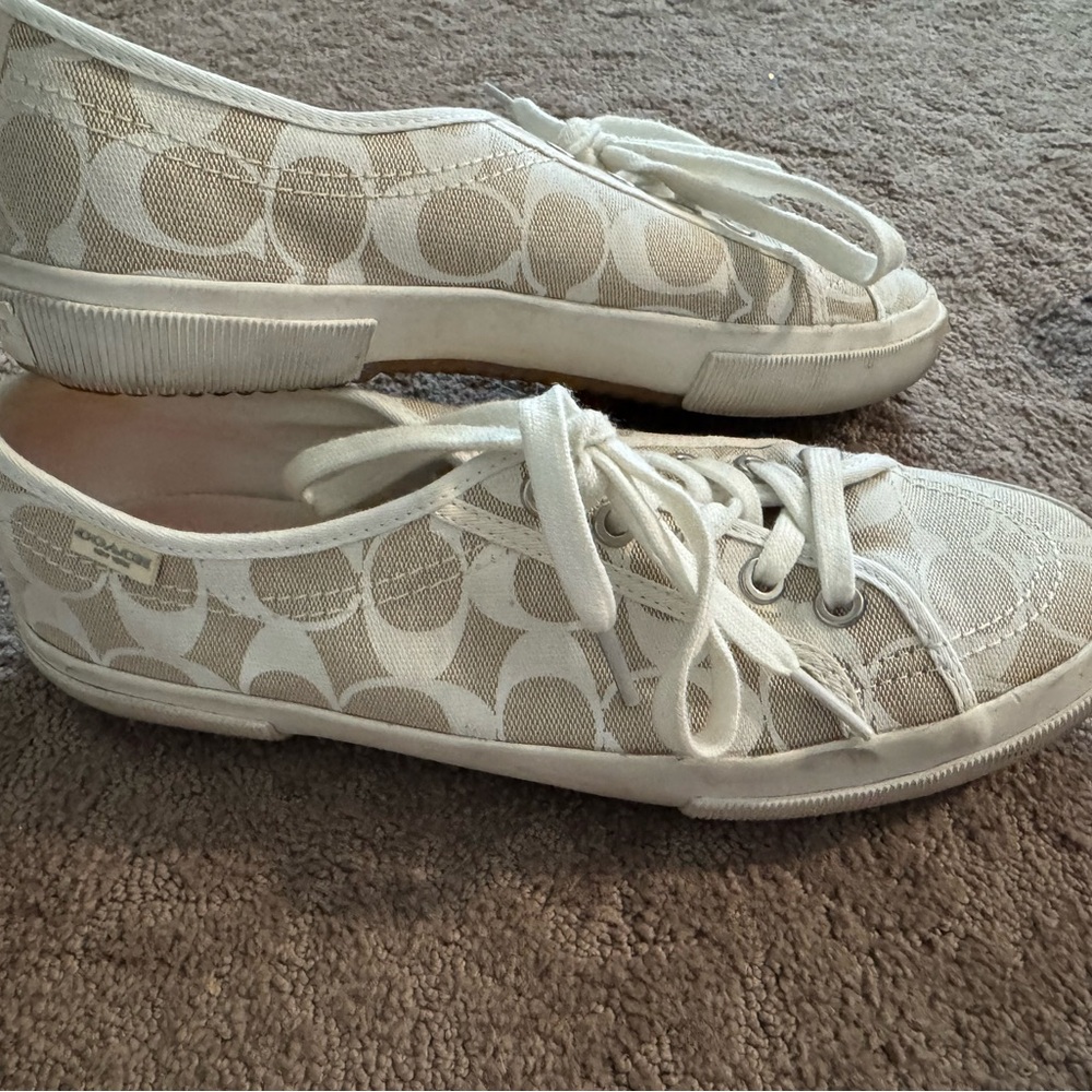 Coach Women's Beige Canvas Sneakers